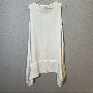 Match Point USA Linen White Lantern Asymmetrical Tunic/Mini Dress
